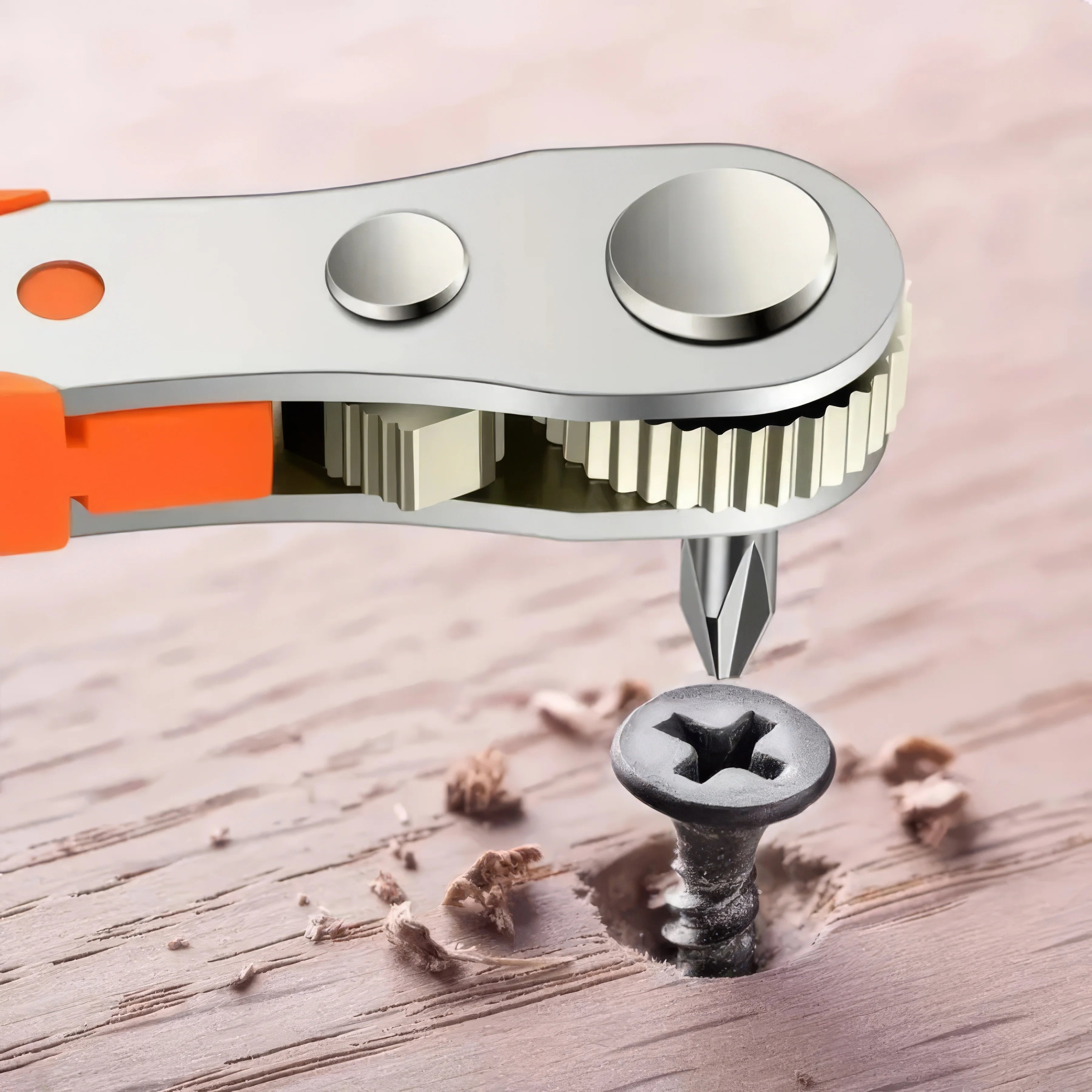 1 Set of Multifunctional Screwdriver in Red, with Forward and Reverse Ratchet, Compact Tool Set, Suitable for Small Space Use