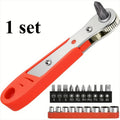 1 Set of Multifunctional Screwdriver in Red, with Forward and Reverse Ratchet, Compact Tool Set, Suitable for Small Space Use