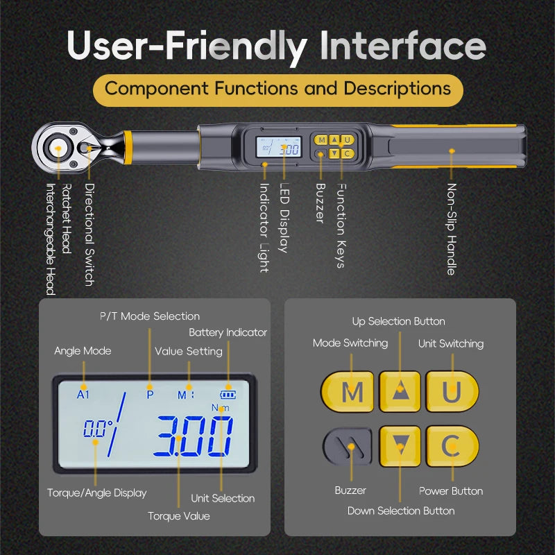 MoveCrab Angle Digital Torque Wrench Torque Wrench Preset Adjustable Car Maintenance