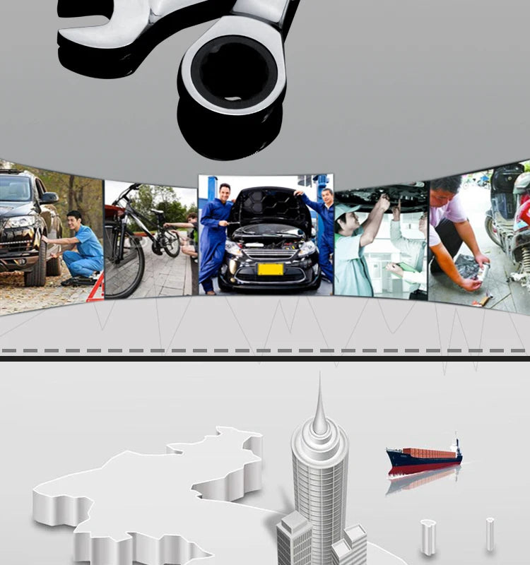 chrome vanadium  ring gear ratchet wrench reversible 6-8-10-12-13-14-17-18-19-21-22-24-30-32mm ratchet combination spanner set