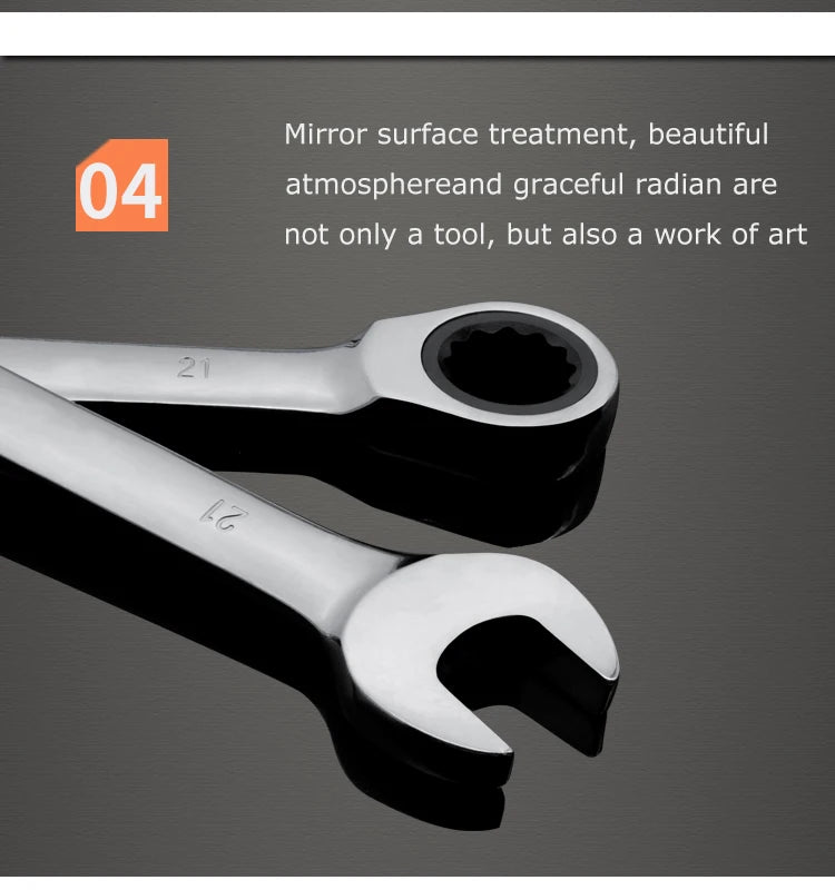 chrome vanadium  ring gear ratchet wrench reversible 6-8-10-12-13-14-17-18-19-21-22-24-30-32mm ratchet combination spanner set