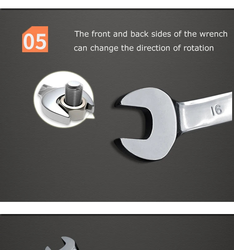 chrome vanadium  ring gear ratchet wrench reversible 6-8-10-12-13-14-17-18-19-21-22-24-30-32mm ratchet combination spanner set