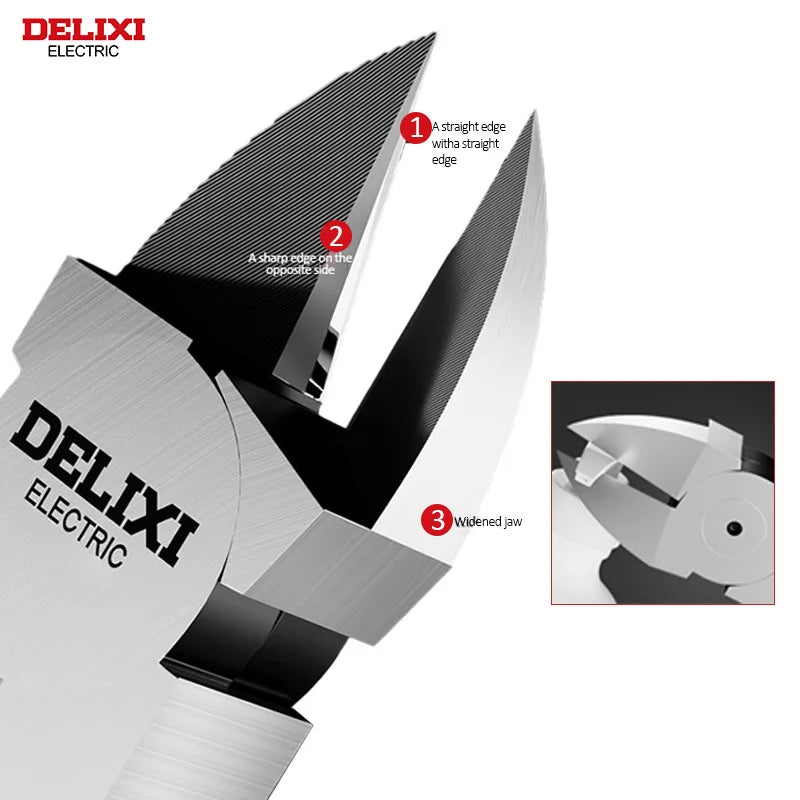 DELIXI ELECTRIC Wire Pliers Sharp Large Opening Diagonal Pliers Needle Nose Pliers for Cutting Twisting and Clamping MetalWires
