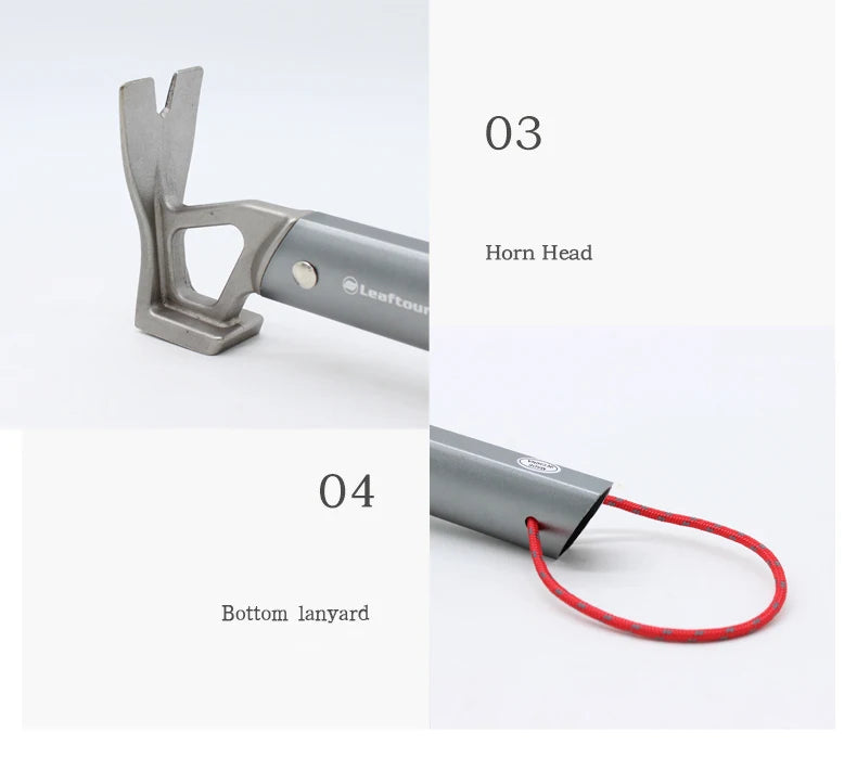 Leaftour Multi-use Camping Hammer Lightweight Aluminum Alloy for Outdoor Survival Gear And Emergency Preparedness