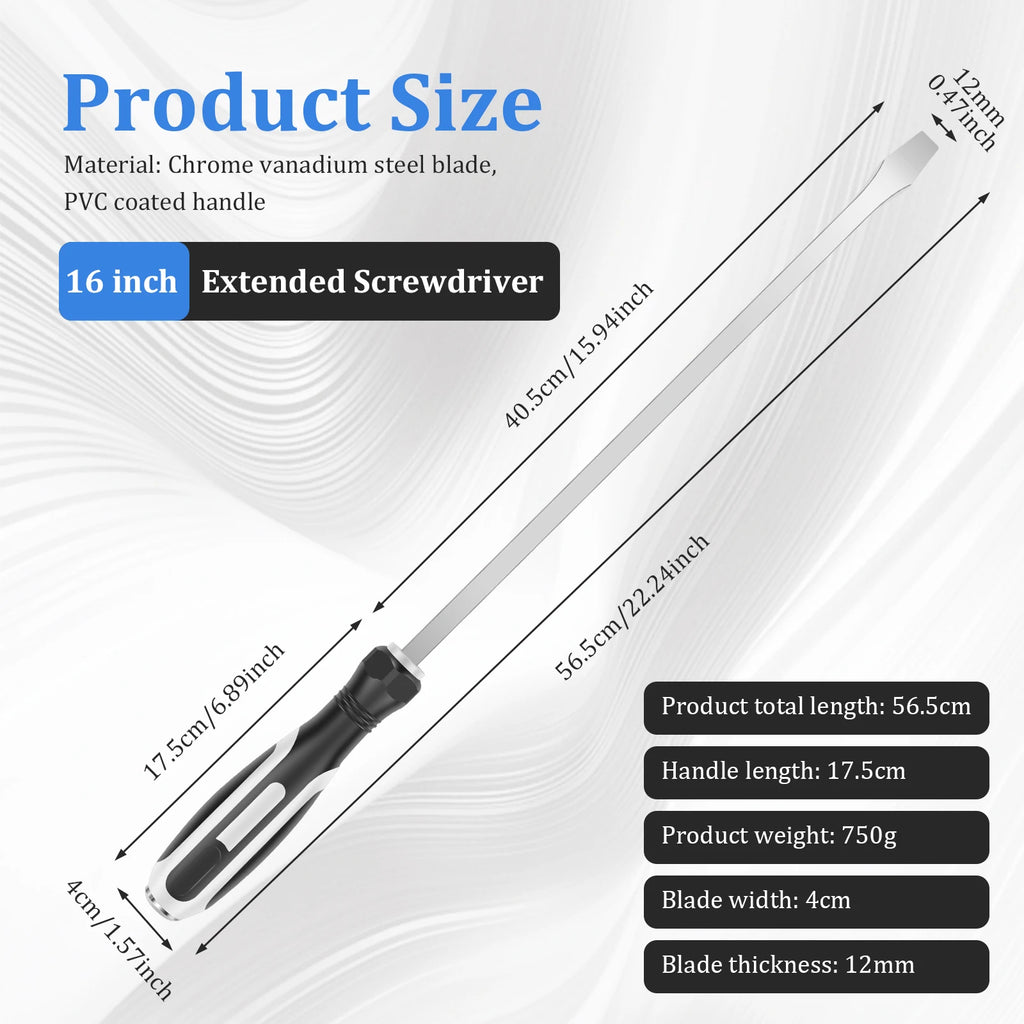1/2 Pcs Extended Demolition Screwdriver 22.24 Inch Chrome Vanadium Steel Heavy Duty Slotted Screwdriver Set for Car Repair Tools