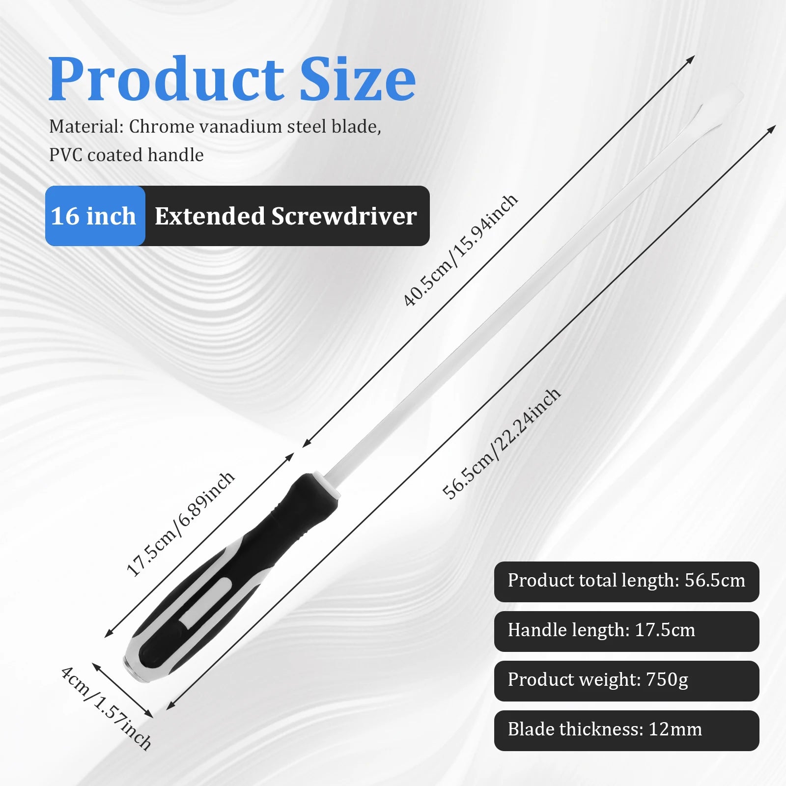 1/2 Pcs Extended Demolition Screwdriver 22.24 Inch Chrome Vanadium Steel Heavy Duty Slotted Screwdriver Set for Car Repair Tools