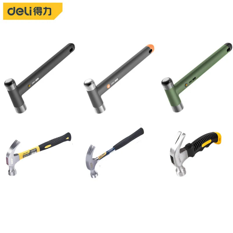 Deli 1Pcs High Carbon Hammers TPR Non-slip Handle Multifunction Woodworking Installation Nail Hammer Household Hand Tools Hammer
