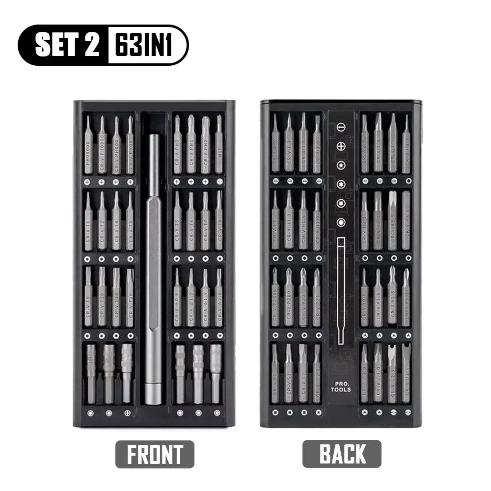 63 in 1 Precision Screwdriver Set Home Hand Repair Tool Kit Magnetic Phillips Drill Bits for iPhone Xiaomi Camera Glasses Watch