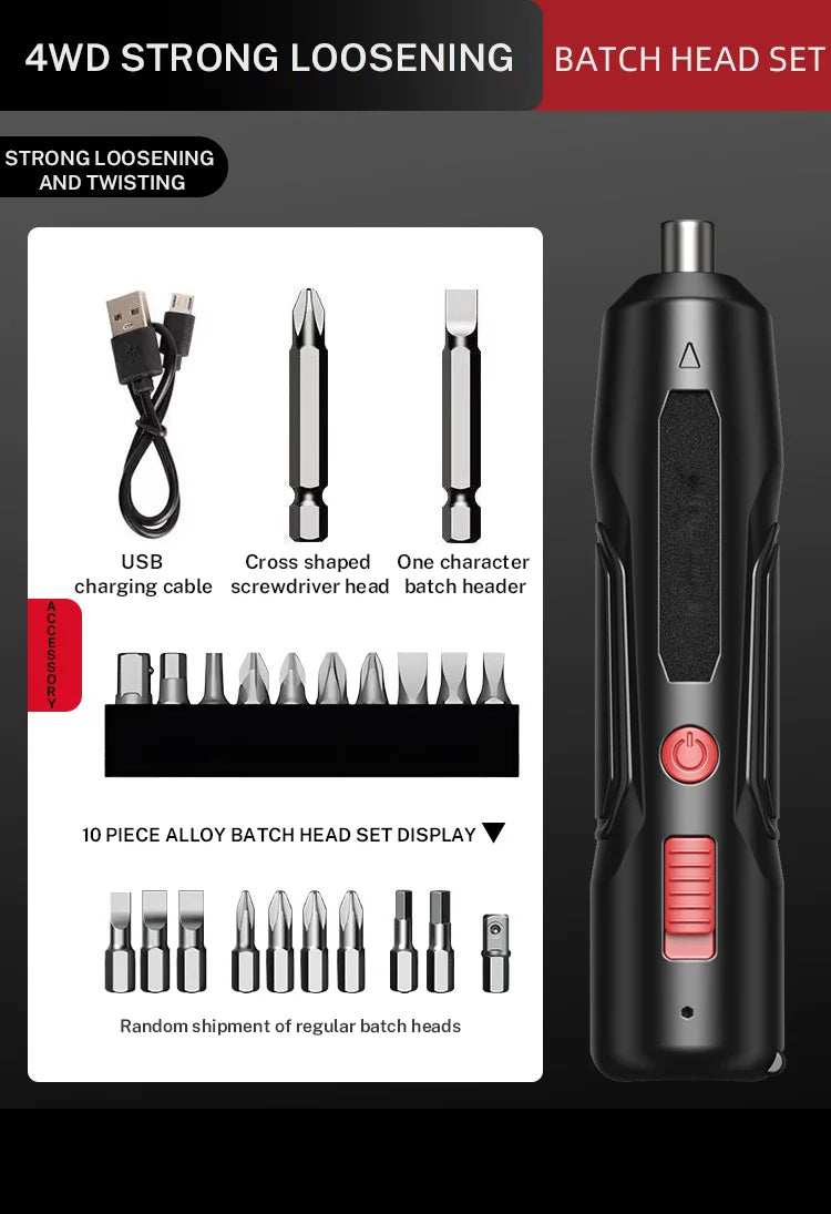 Multifunctional Electric Screwdriver Household Mini Electric Drill Rechargeable Precision Screwdriver High Torque Repair Tool