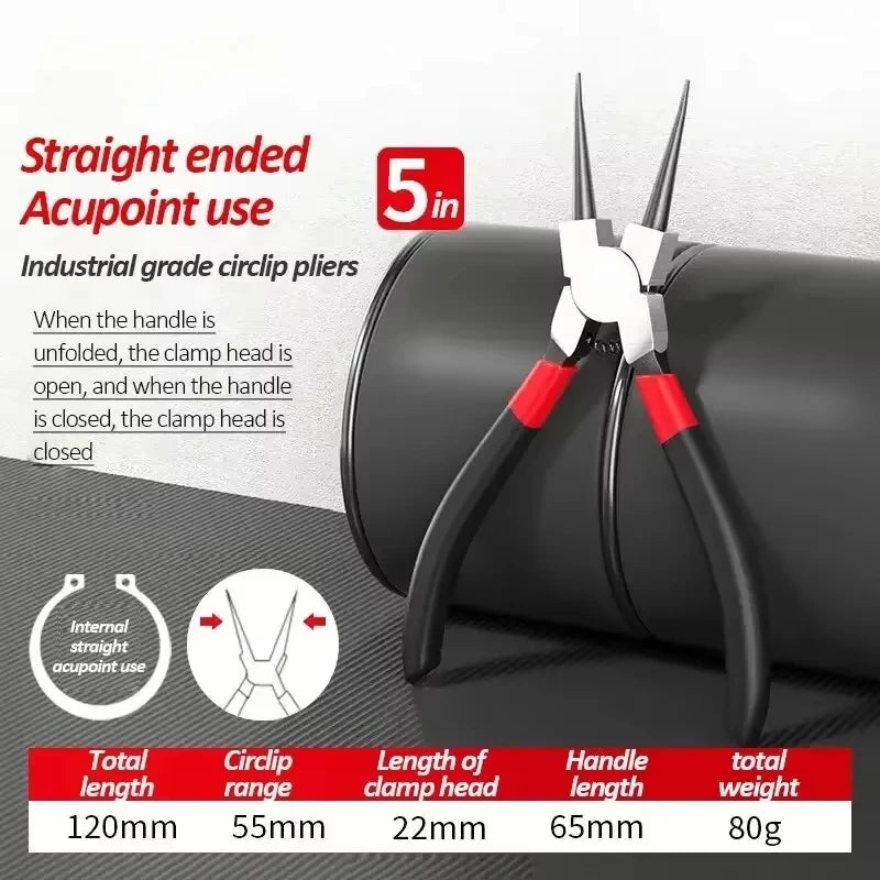 5-In Circlip Pliers,，Retaining Ring Pliersfor Removing Installing Puller Locking Rings ShaftsNeedle nose Pliers