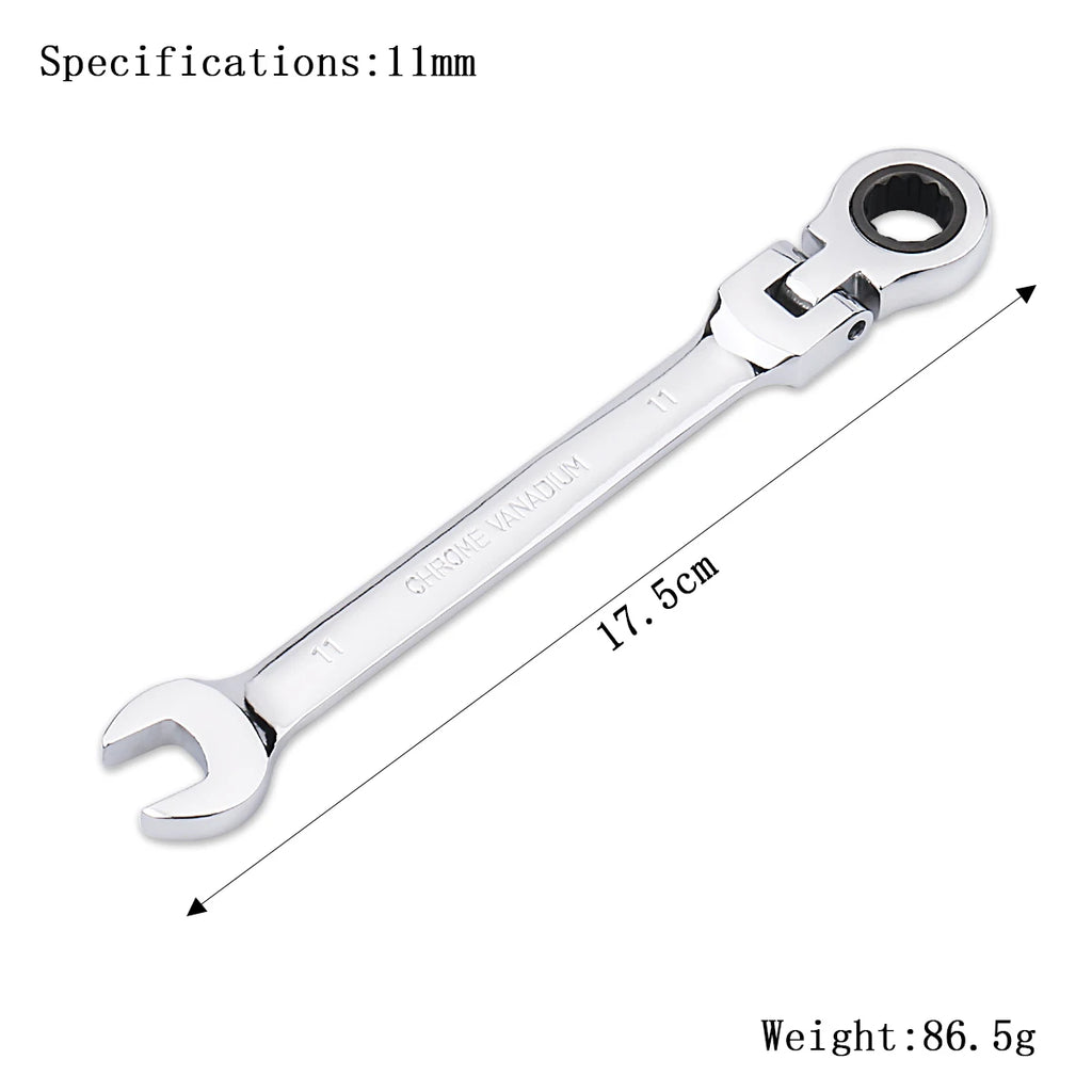 Ratchet Wrench Combination Metric Flex Head Ratcheting Wrench Metric Standard 11-15mm Sturdy Chrome Vanadium Steel Spanner Tools