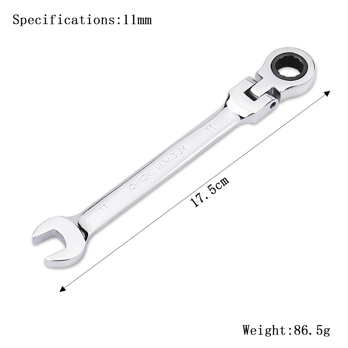 Ratchet Wrench Combination Metric Flex Head Ratcheting Wrench Metric Standard 11-15mm Sturdy Chrome Vanadium Steel Spanner Tools