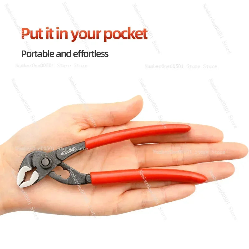 SUHA 5inch Mini Portable Water Pump Pliers 4 Adjustable Gear Opening Ultra Thin Pipe Wrench Home DIY Plumbing Shifting Spanner