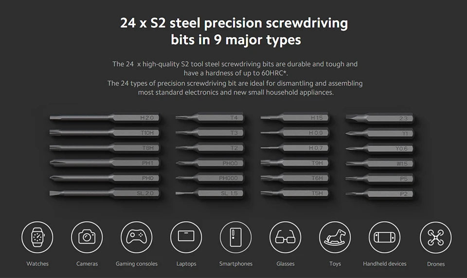 NEW MIJIA Electric Precision Screwdriver Magnetic Kit with 24 PCS Screw Heads Power Tools Sets for Smart Home PC Phone Repair