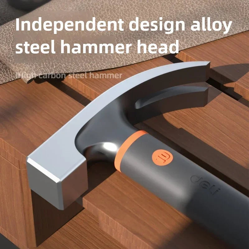 Deli 10oz Claw Hammers Mini Camping Hammer Nail Hammer with Shock Reduction Grip Multifunctional Woodworking Repair Hand Tools