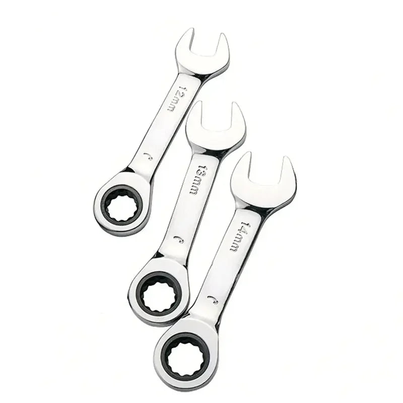 6-19mm Short Handle Quick Ratchet Wrench 72 Teeth Multi Functional Portable Short Dual-use Plum Blossom Small Wrench Hand Tools