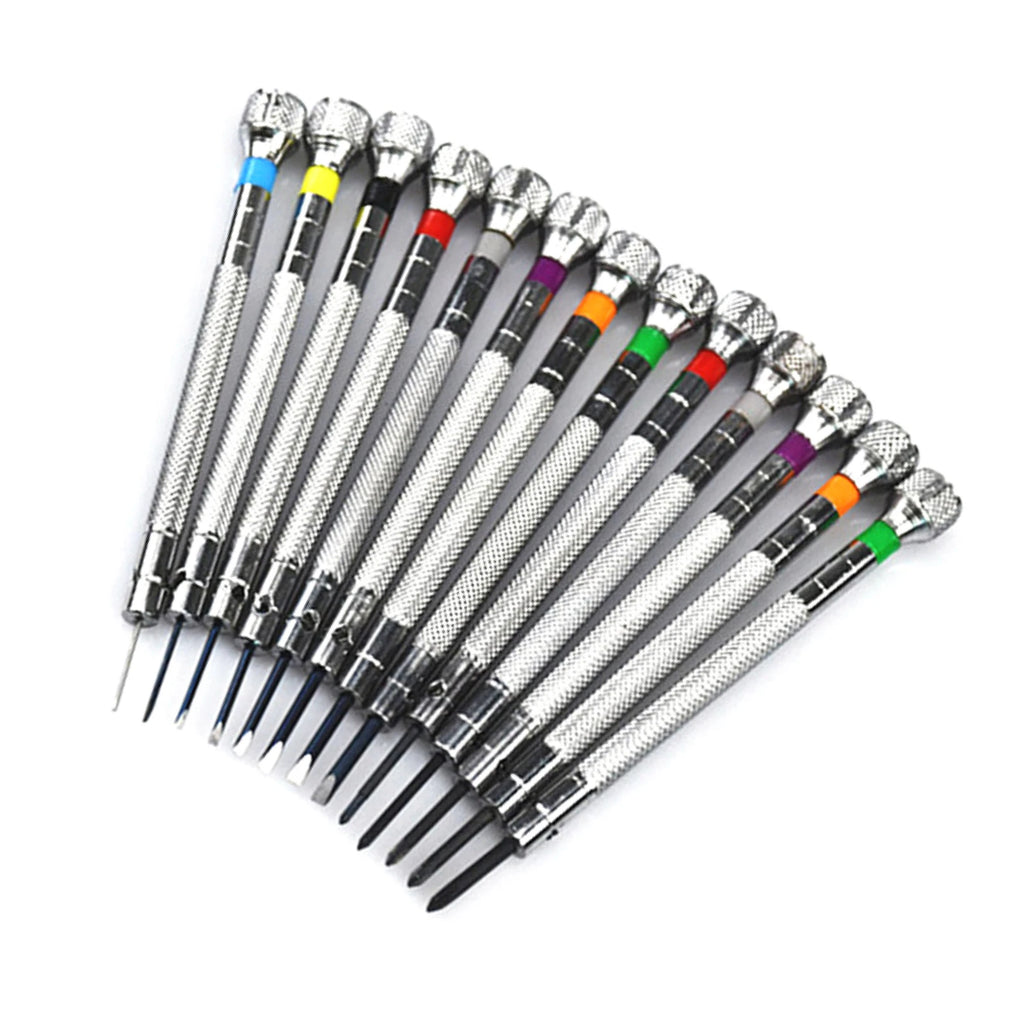 13 Pack Premium Practical Metal 0.6-2.0mm Professional Slotted Cross Screwdriver Set Watchmaker Watch Repair Tools Kit