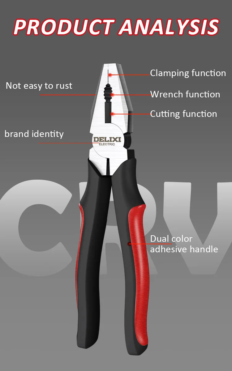 DELIXI ELECTRIC Wire Pliers Sharp Large Opening Diagonal Pliers Needle Nose Pliers for Cutting Twisting and Clamping MetalWires