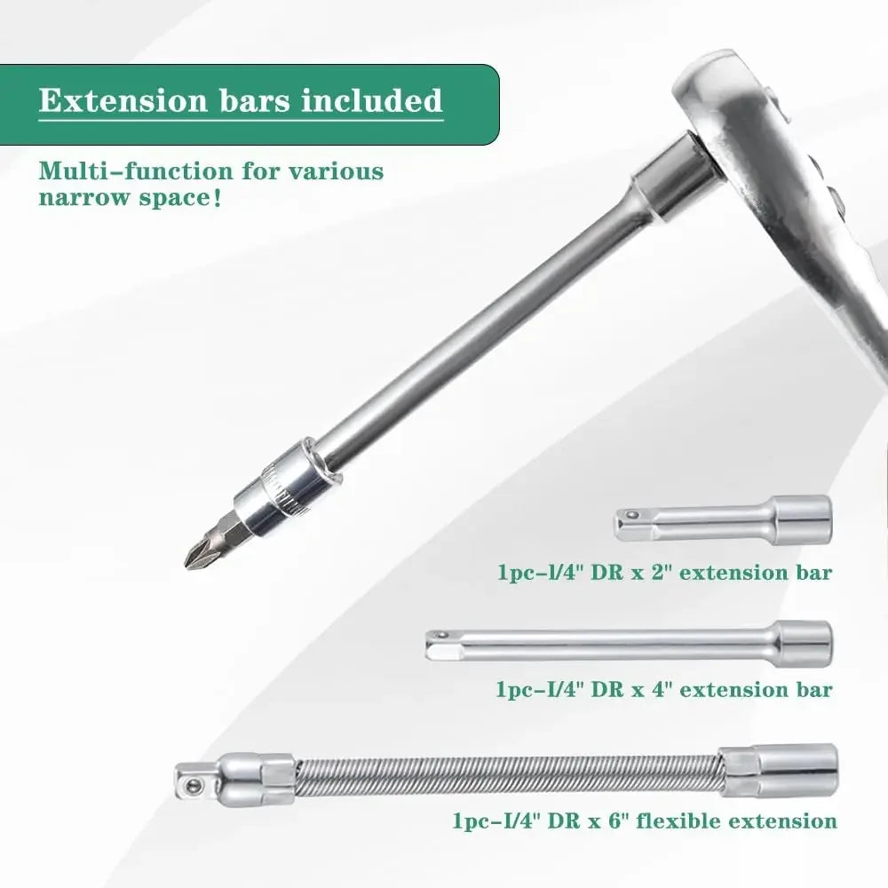 １Pc Krachtige 46pcs/set Carbon Steel Combination Set 1/4" Wrench Socket Spanner Screwdriver Household Motorcycle Car Repair Tool