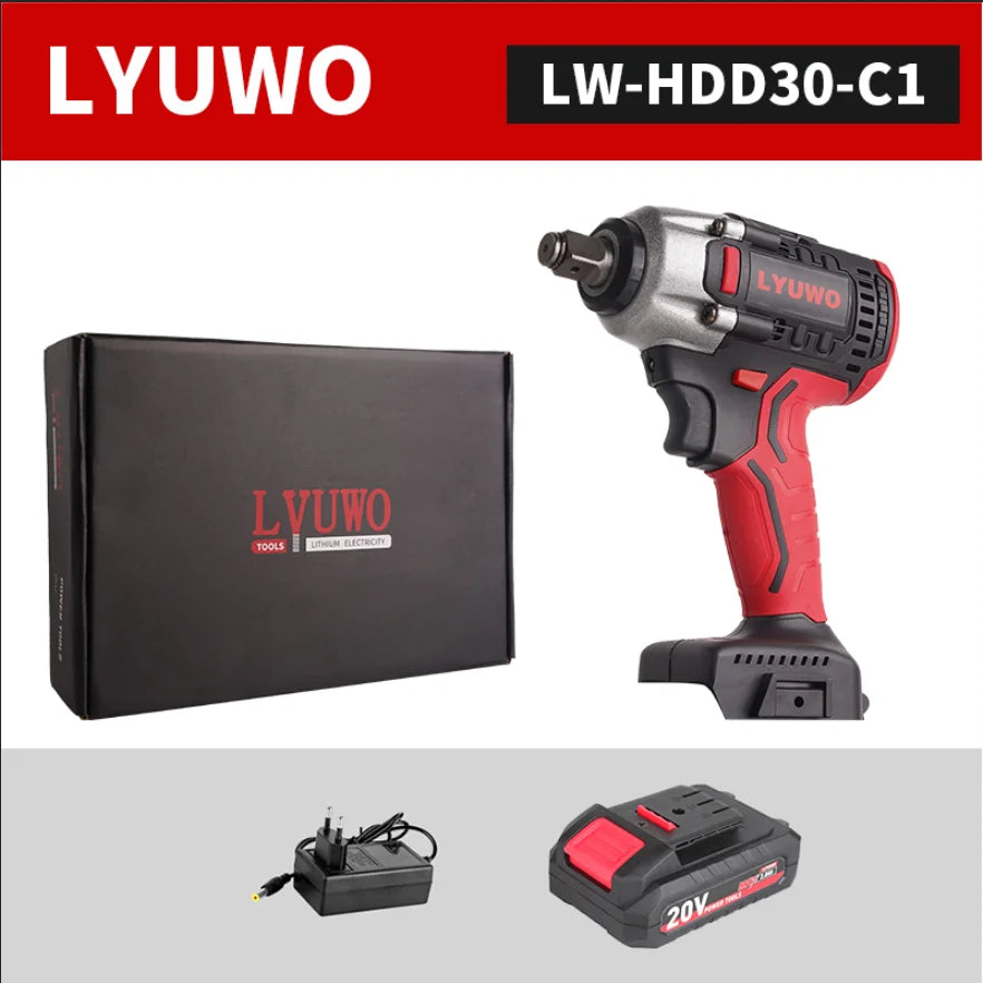 LYUWO 20V 420N. m Industrial Grade Impact Wrench For Automotive Repair, Woodworking, Lithium Battery, Brushless Electric Wrench