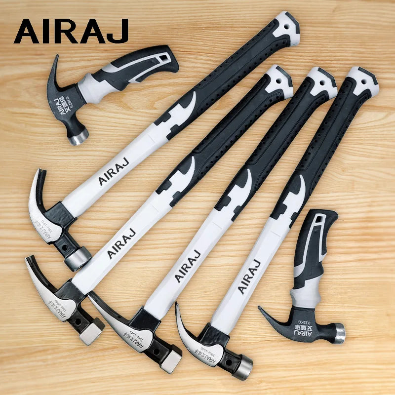 AIRAJ Short/Long Handle Claw Hammer Double Nail High Carbon Steel Household Durable Anti Slip Industrial Grade Hand Tool