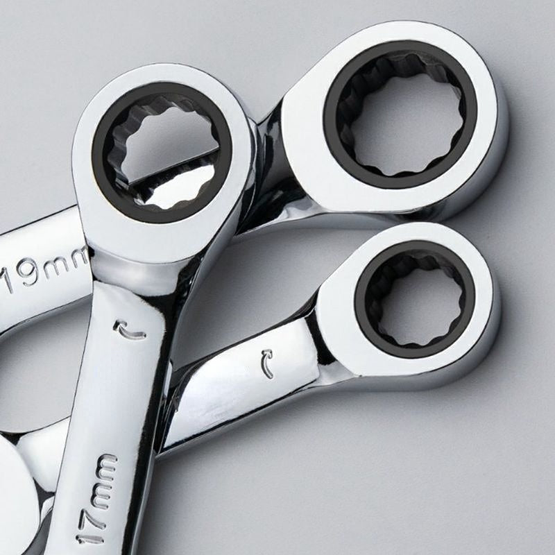 6-19mm Short Handle Quick Ratchet Wrench 72 Teeth Multi Functional Portable Short Dual-use Plum Blossom Small Wrench Hand Tools