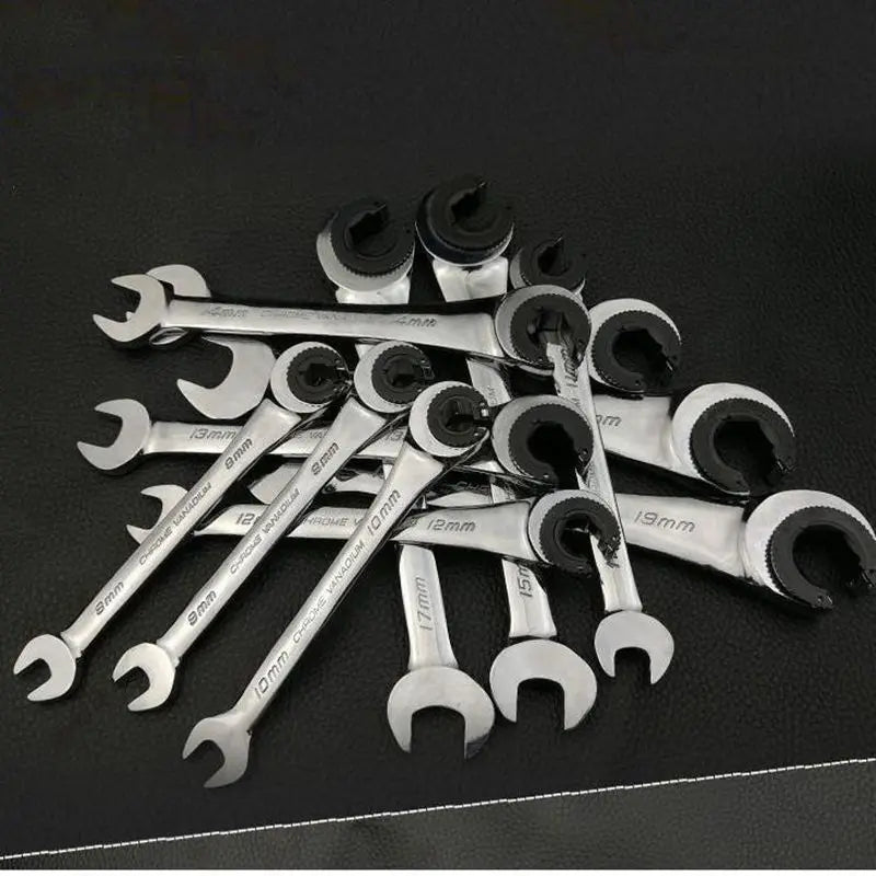 8-19mm 72 Teeth Tubing Ratchet Wrench Hand Tools with Open Flex-head Oil Spanners for Repair Tools