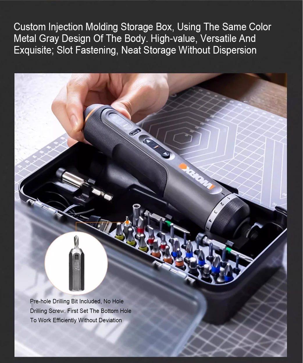 WORX  WX242 4V Electrical Screwdriver Set Smart Cordless Electric Screwdrivers USB Rechargeable 30 Bit Set Mini Drill Power Tool