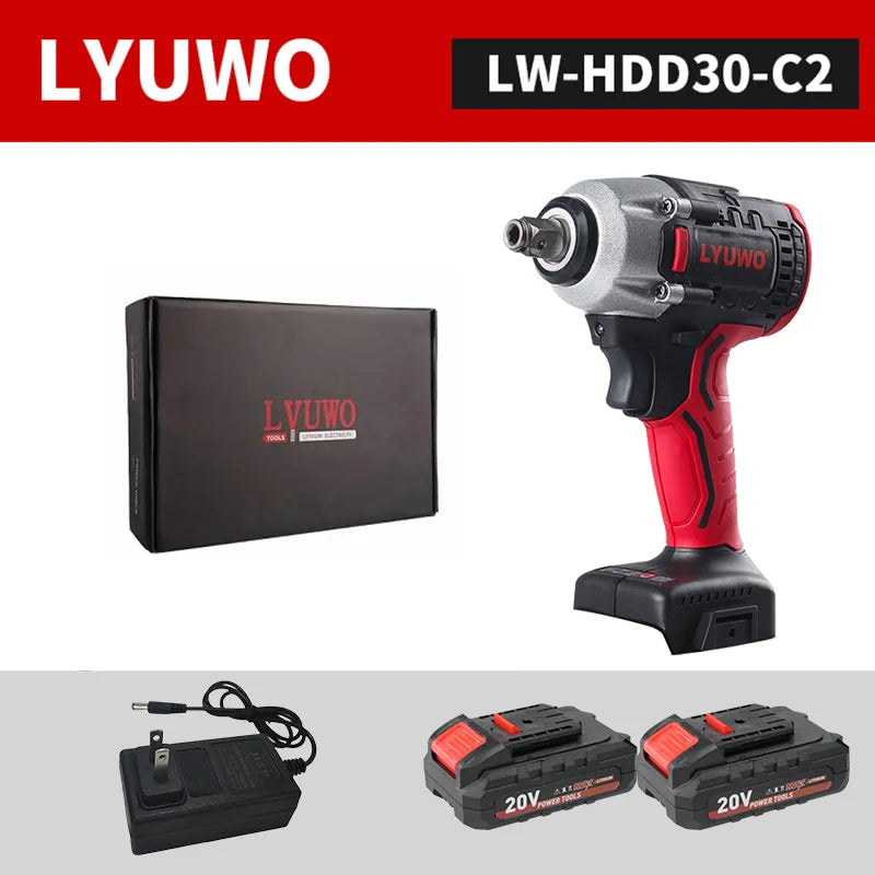 LYUWO 20V 420N. m Industrial Grade Impact Wrench For Automotive Repair, Woodworking, Lithium Battery, Brushless Electric Wrench