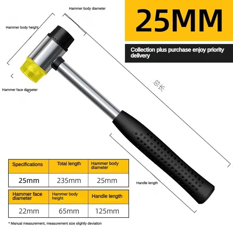 Double Face Soft Tap Rubber Hammer 25mm Multifunctional Glazing Window Beads Hammers Nylon Head Rubber Mallet
