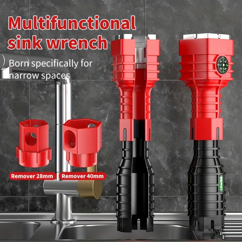 Bathroom & Kitchen Faucet Repair Tool Set - 18-in-1 & 24-in-1 Flume Wrenches