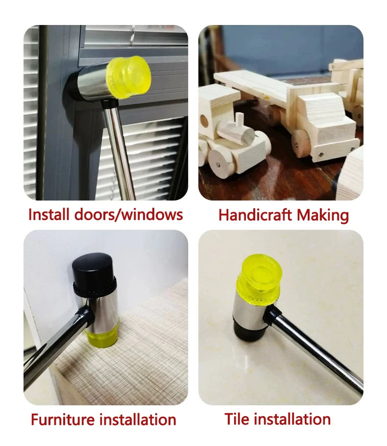 25/30/45mm Double-Sided Rubber Mallet-Soft Plastic Hammer for Jewelry, Leather Craft, Woodwork, and Flooring Tile Installation