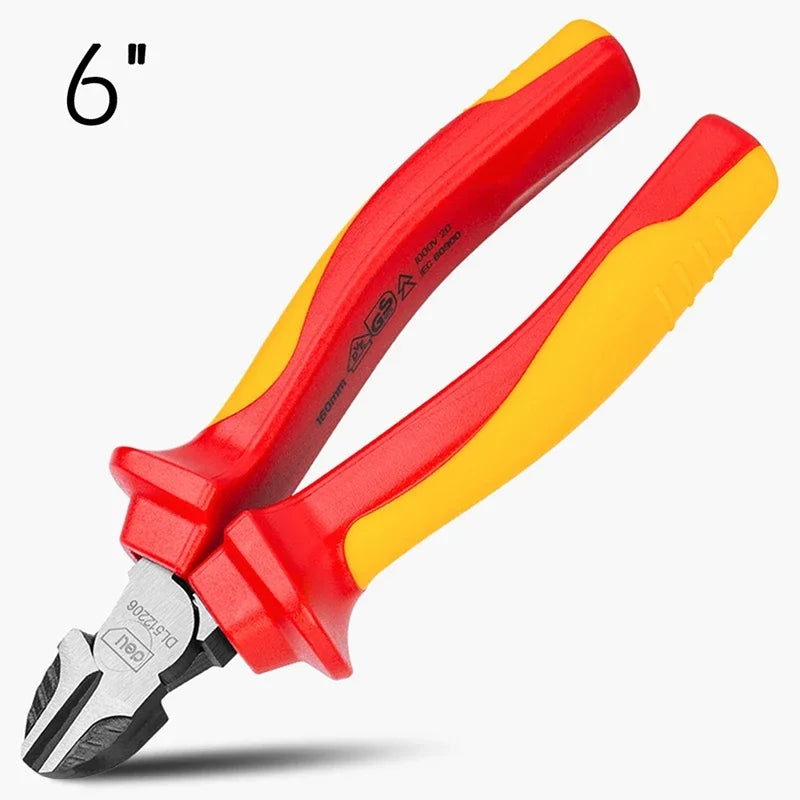 6/8 Inch 1000V Insulated Needle Nose Pliers Multifunction Electrician Repair Hand Tools VDE Insulated Labour-saving Wire Cutter