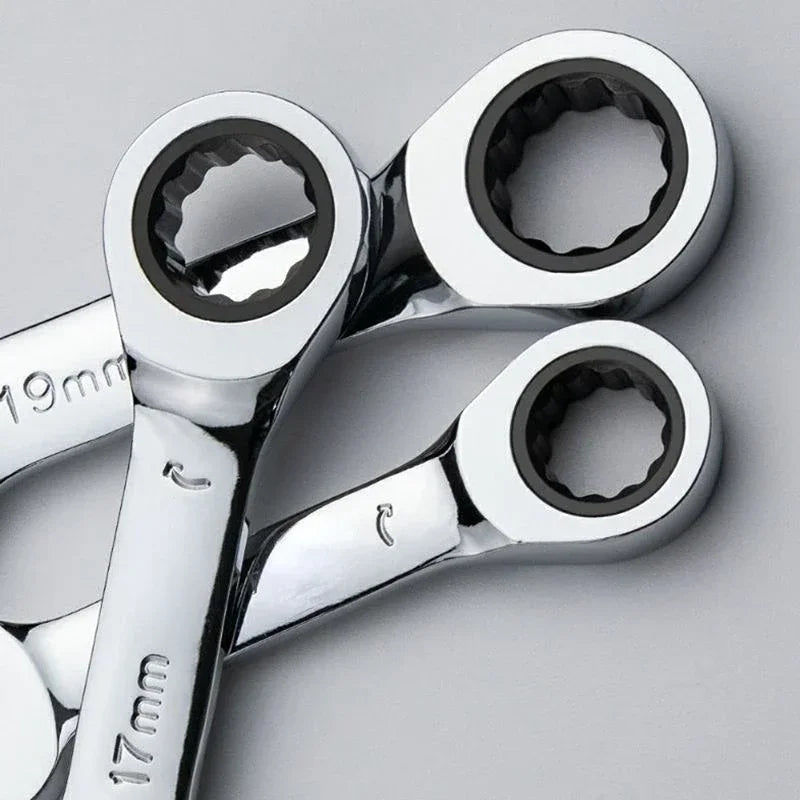 6-19mm Short Handle Quick Ratchet Wrench 72 Teeth Multi Functional Portable Short Dual-use Plum Blossom Small Wrench Hand Tools