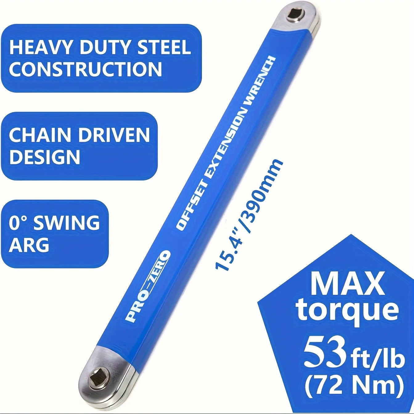 Impact Resistant Extension Wrench Set, Multi-Purpose Ratchet Wrench w/ 12, 14, 38mm Square Drive Adapters for Tight Spaces