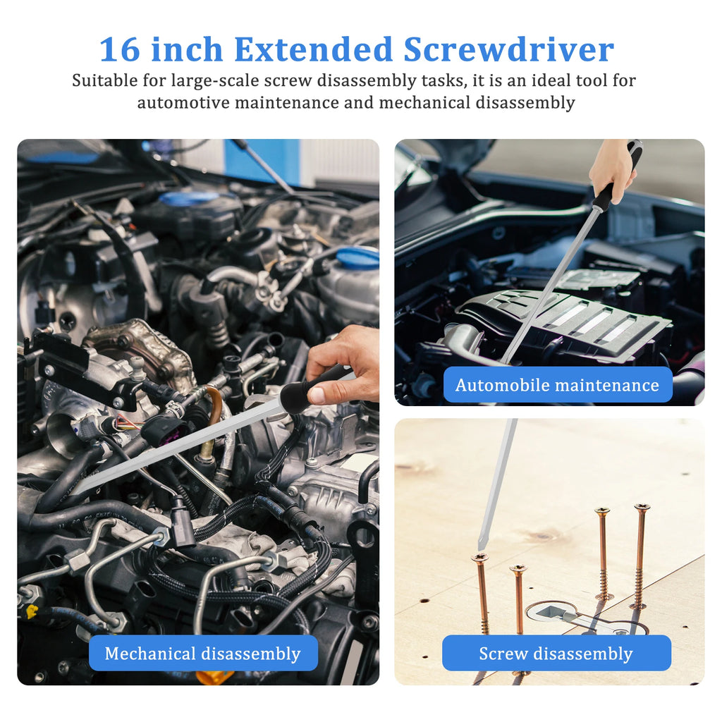 1/2 Pcs Extended Demolition Screwdriver 22.24 Inch Chrome Vanadium Steel Heavy Duty Slotted Screwdriver Set for Car Repair Tools