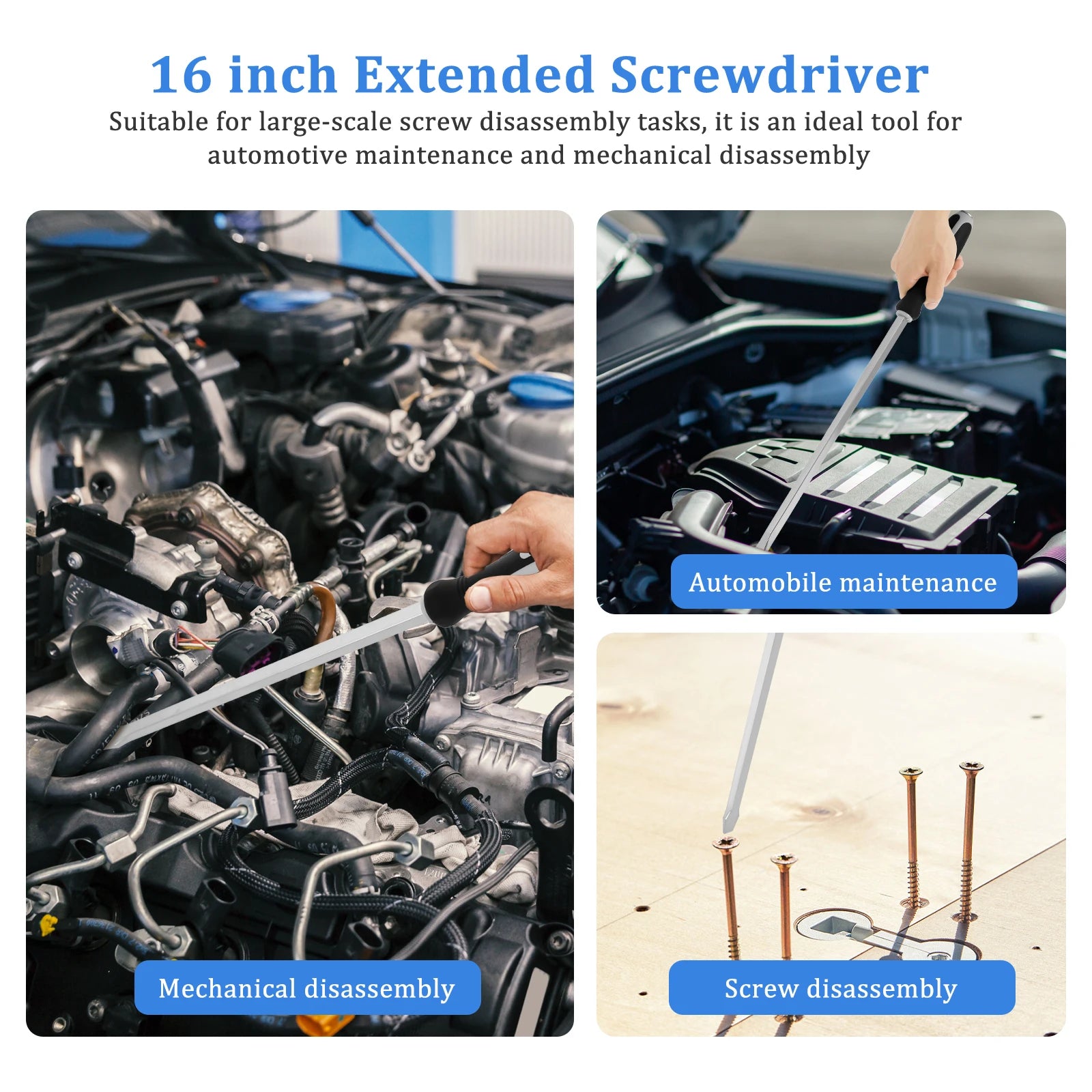 1/2 Pcs Extended Demolition Screwdriver 22.24 Inch Chrome Vanadium Steel Heavy Duty Slotted Screwdriver Set for Car Repair Tools