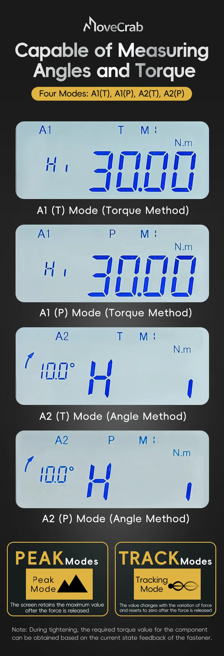 MoveCrab Angle Digital Torque Wrench Torque Wrench Preset Adjustable Car Maintenance