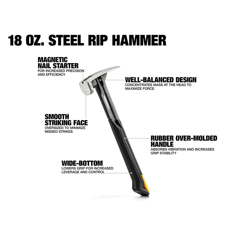 TOUGHBUILT Steel Rip Hammer TB-H1-1R-S16 TB-H1-1R-S18 16 OZ. 18 OZ. Smooth Face Hand Tools