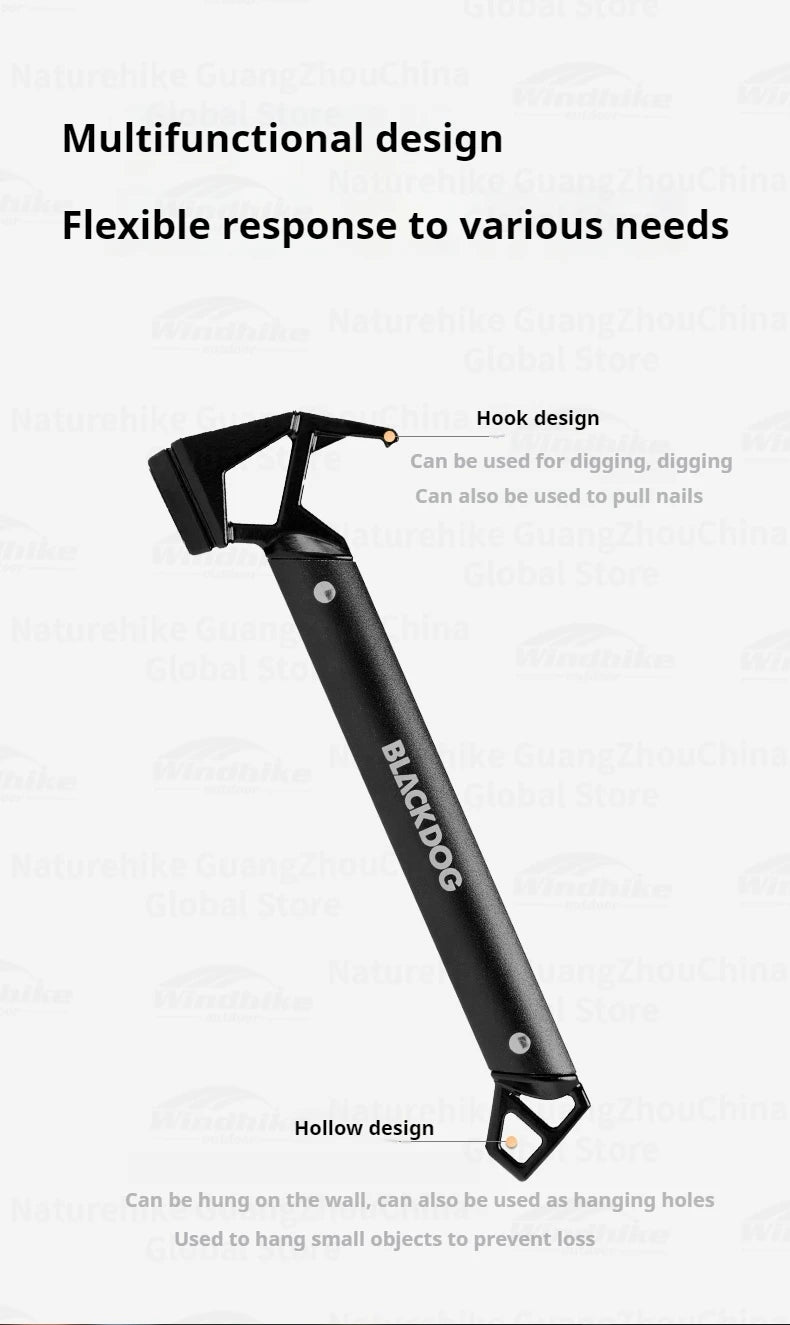 Naturehike BLACKDOG Outdoor Hammer Multi-functional Mountaineering Hiking Camping Tent Peg Stake Mallet Ultralight Iron Tools