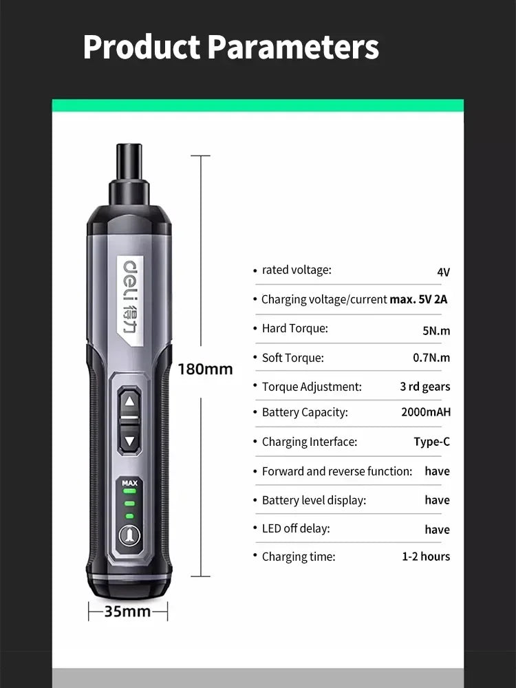 Cordless Electric Screwdriver Rechargeable 2000mah Lithium Battery Mini Drill 4V Power Tools Set Household Maintenance Repair