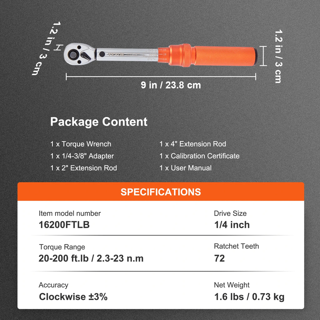 SucceBuy 1/2" 1/4" 3/8" Mechanical Torque Wrench Set Precision Pointer Hand Tools Torque Wrench Mechanical Car Repair Tool