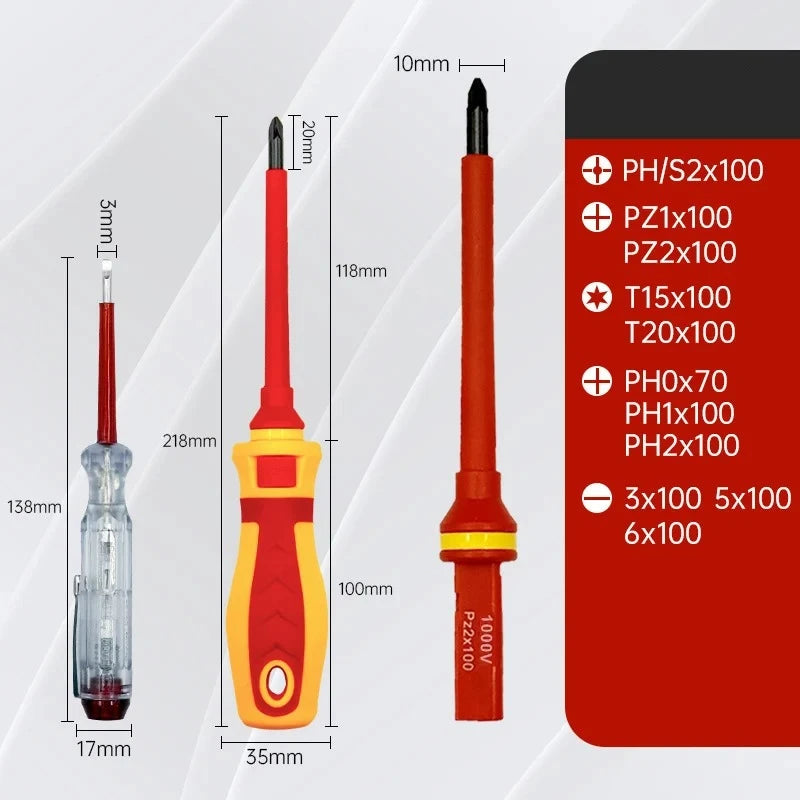 13 in 1 Electrician Screwdriver Set Phillips Slotted Torx Professional 1000V Insulated CRV Magnetic Screw Driver Changeable Bit