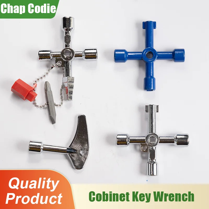 4in1 Electric Cabinet Elevator Hex Key Wrench Watermeter Valve Inner Triangle Wrench Multi-purpose Screwdriver Tool Set Portable
