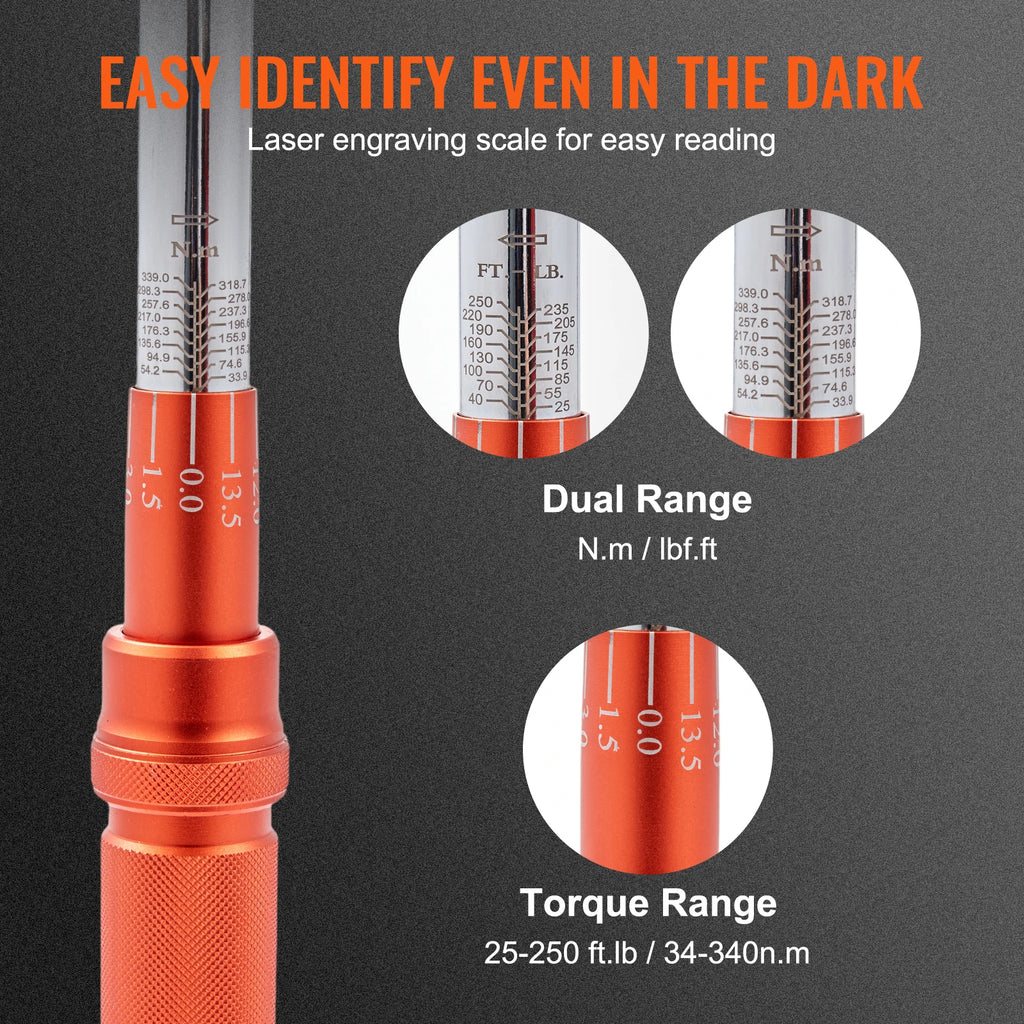 SucceBuy 1/2" 1/4" 3/8" Mechanical Torque Wrench Set Precision Pointer Hand Tools Torque Wrench Mechanical Car Repair Tool