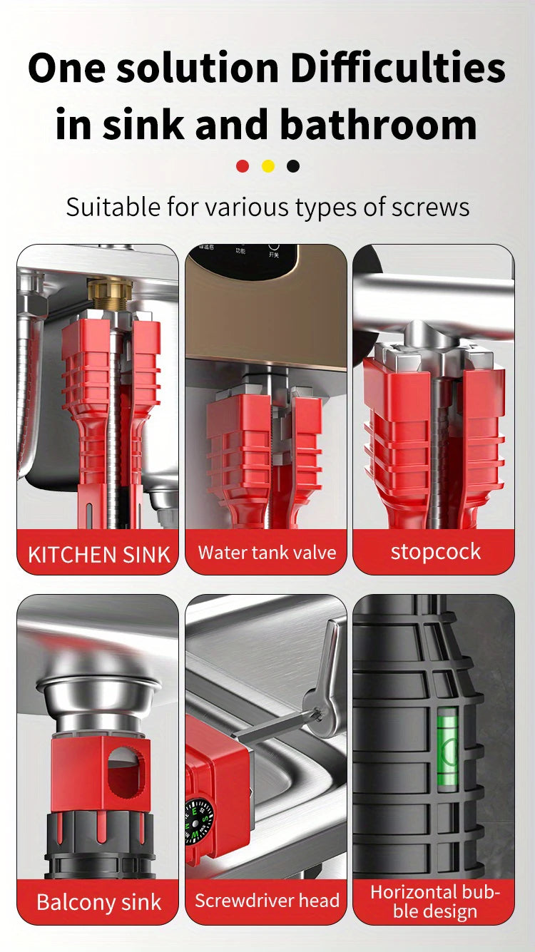 Bathroom & Kitchen Faucet Repair Tool Set - 18-in-1 & 24-in-1 Flume Wrenches