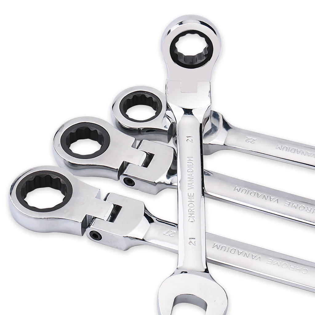 Ratchet Wrench Combination Metric Flex Head Ratcheting Wrench Metric Standard 11-15mm Sturdy Chrome Vanadium Steel Spanner Tools