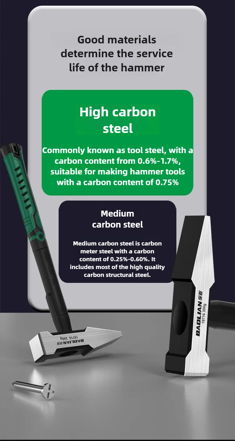 Hardware Tools, Building Decoration, Flat Head Hammer 200g, Plastic Coated Duckbill Hammer, Hammer Head 500g, Fitter Hammer