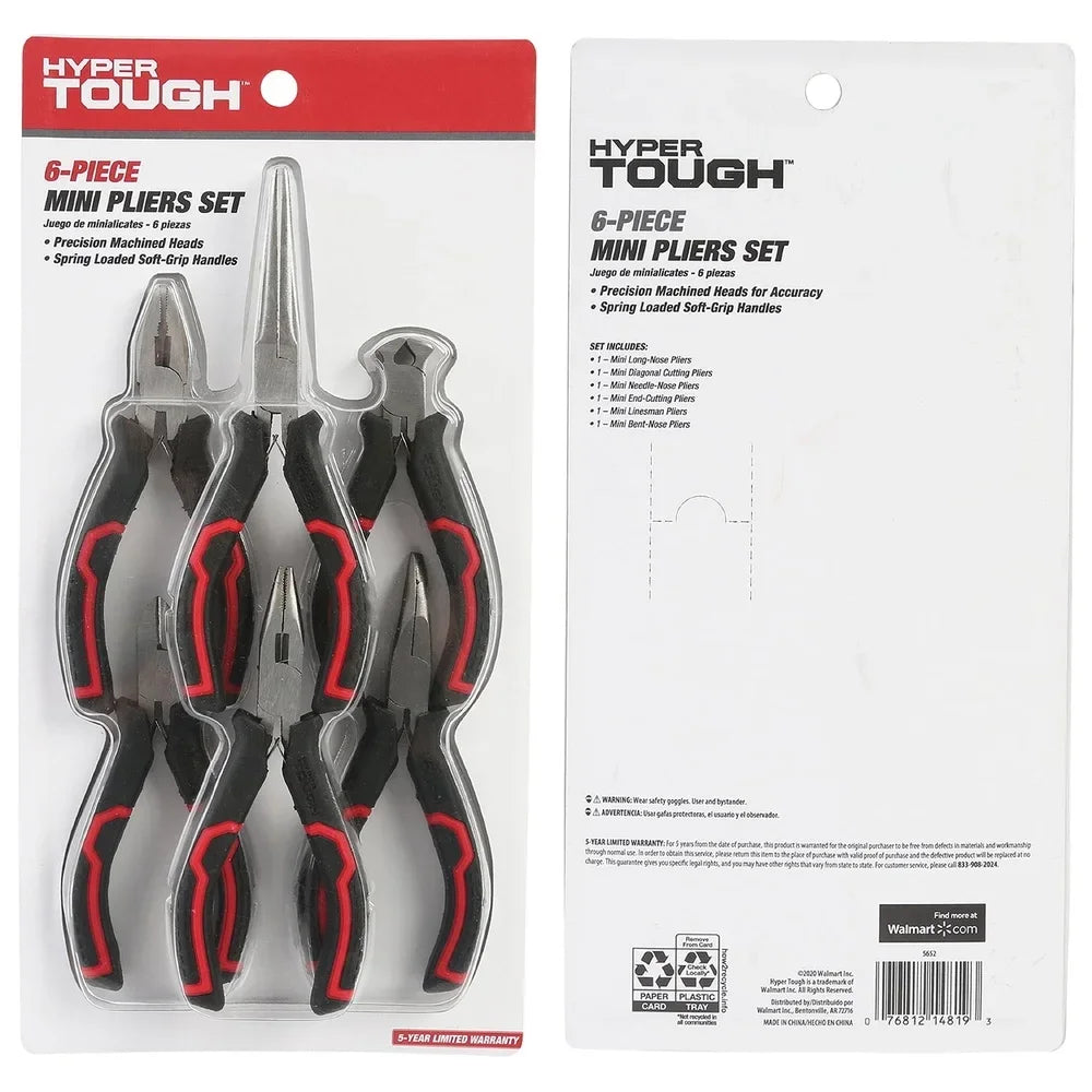 6-Piece Mini Pliers Set Spring Loaded Grip for Jewelry Making Crafting DIY Durable Steel Tools