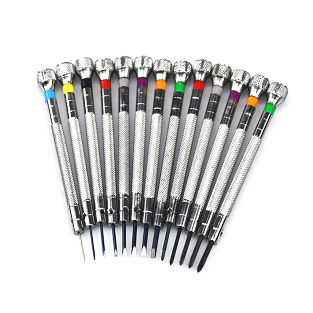 13 Pack Premium Practical Metal 0.6-2.0mm Professional Slotted Cross Screwdriver Set Watchmaker Watch Repair Tools Kit